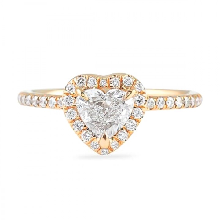 1.00ct Heart Shape Diamond Halo Engagement Ring wg