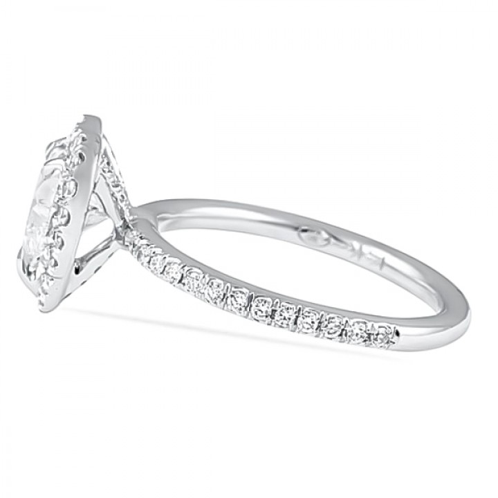 1.00ct Heart Shape Diamond Halo Engagement Ring wg
