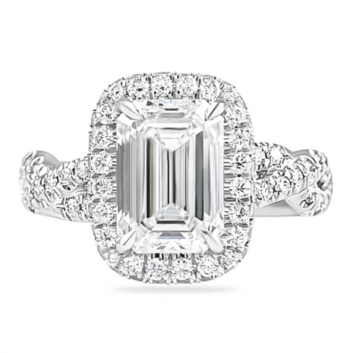 2.50ct Emerald Cut Diamond Twisted-Band Engagement Ring top