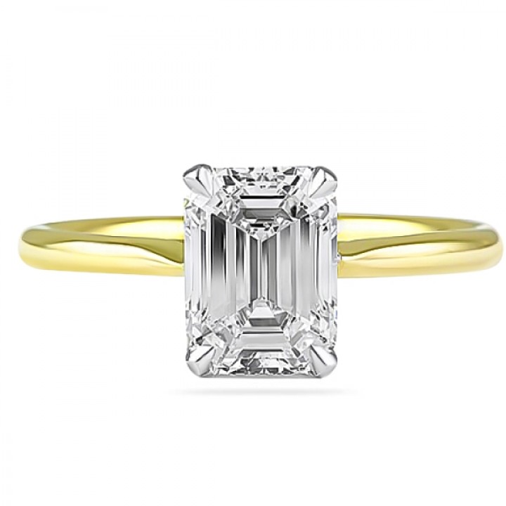 1.71ct Emerald Cut Two-Tone Engagement Ring flat