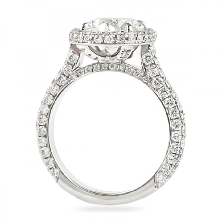 2ct Oval Diamond Halo Engagement Ring With Three-Row Band top