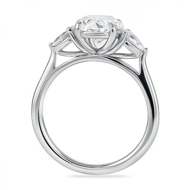 2.03ct Oval Diamond Three-Stone Engagement Ring flat