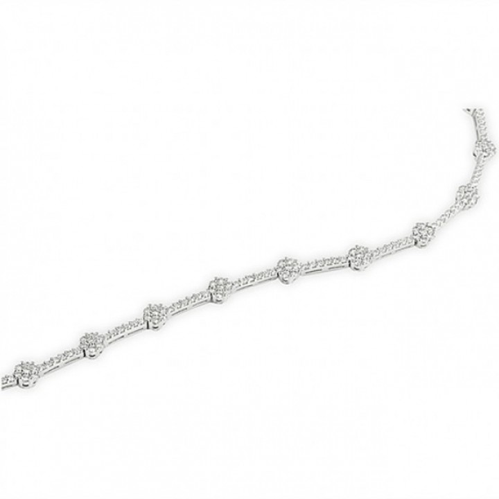 2.0 Carat Round Diamond Cluster Thin Pave Bar Bracelet