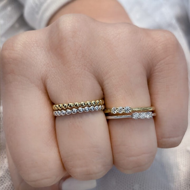 Beaded Gold Ring white