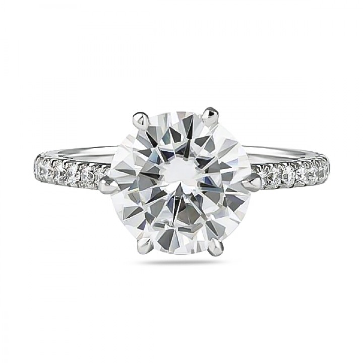 Round Moissanite Two-Tone Engagement Ring petals