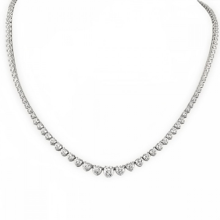 8.30 carat TW Diamond 18k White Gold Tennis Necklace