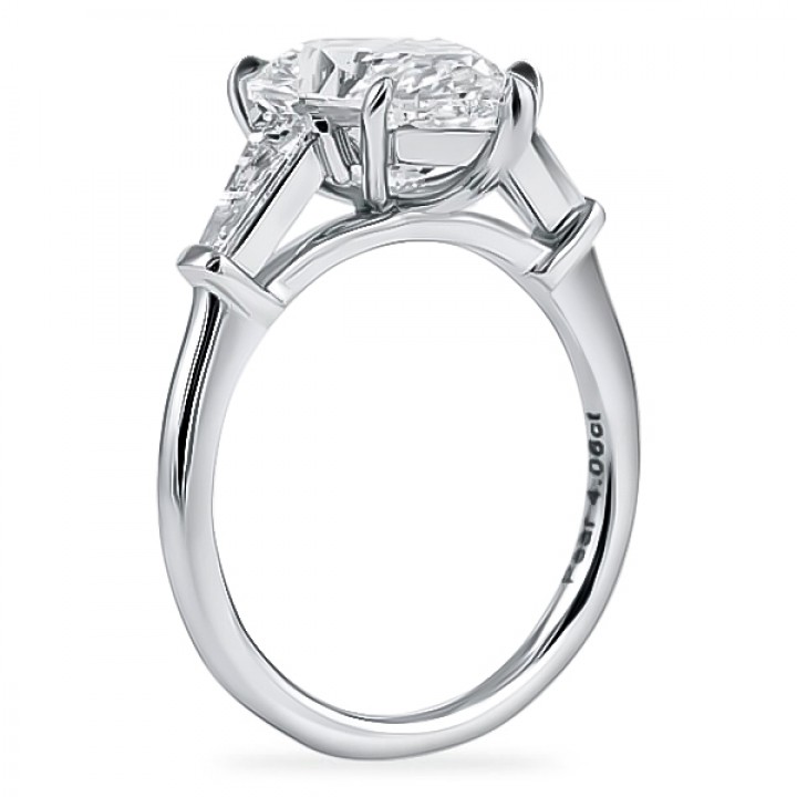 4.06ct Pear Shape Diamond Three-Stone Engagement Ring flat