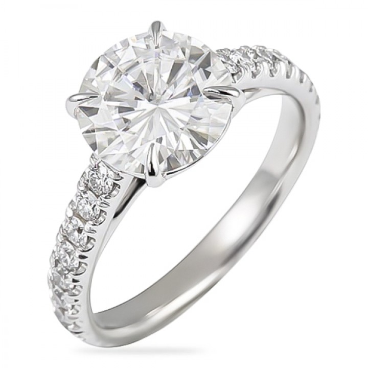 Round Moissanite Cathedral Engagement Ring top