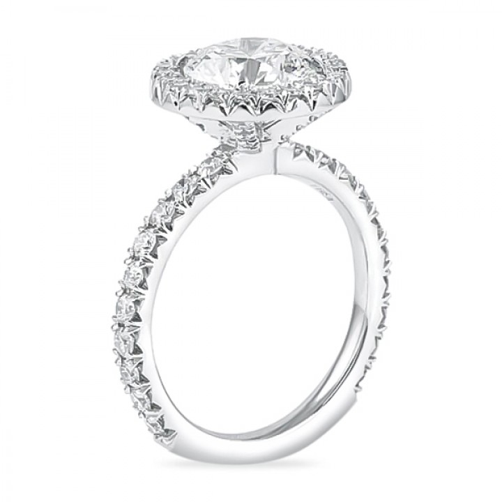 2.20ct Round Diamond Platinum Halo Engagement Ring angle