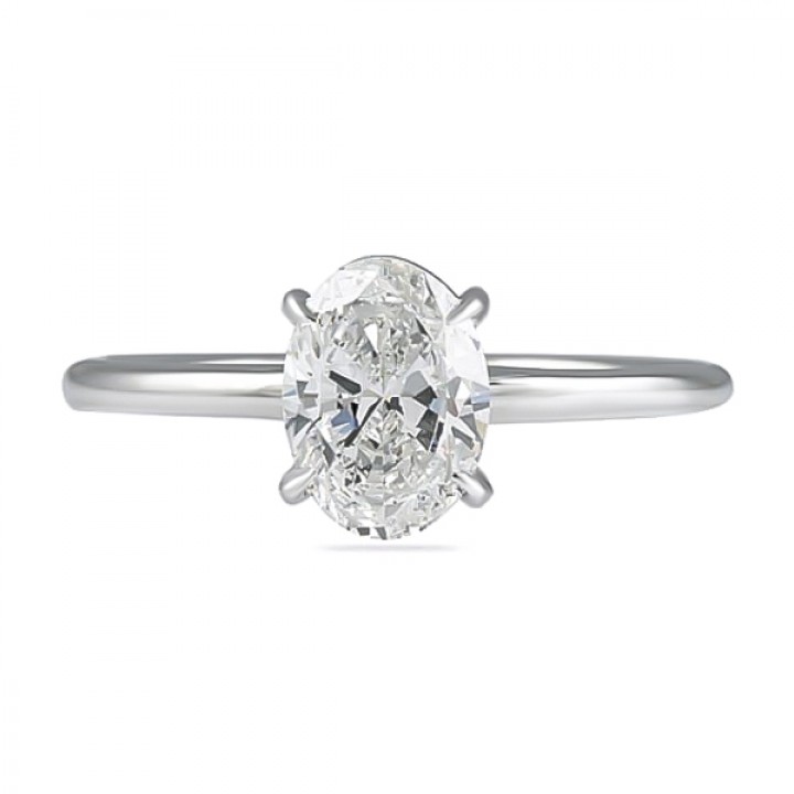 1.00ct Oval Diamond White Gold Solitaire Engagement flat