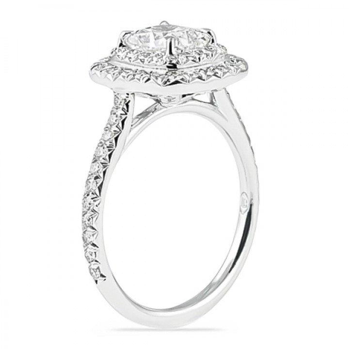 1.20 Carat Cushion Diamond Double Halo Engagement Ring flat