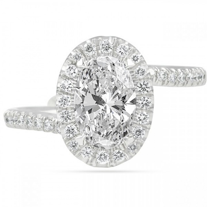1.20 carat Oval Diamond Swoop Halo Engagement Ring