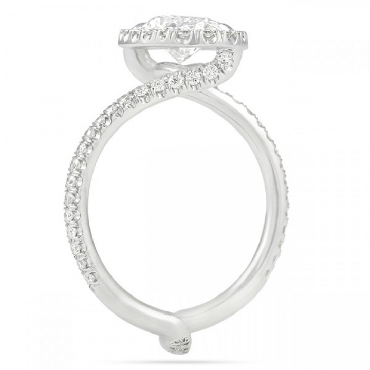 1.20 carat Oval Diamond Swoop Halo Engagement Ring
