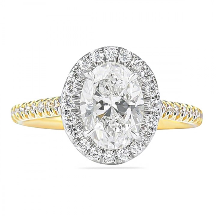 1.41 Carat Oval Diamond Two-Tone Halo Engagement Ring flat