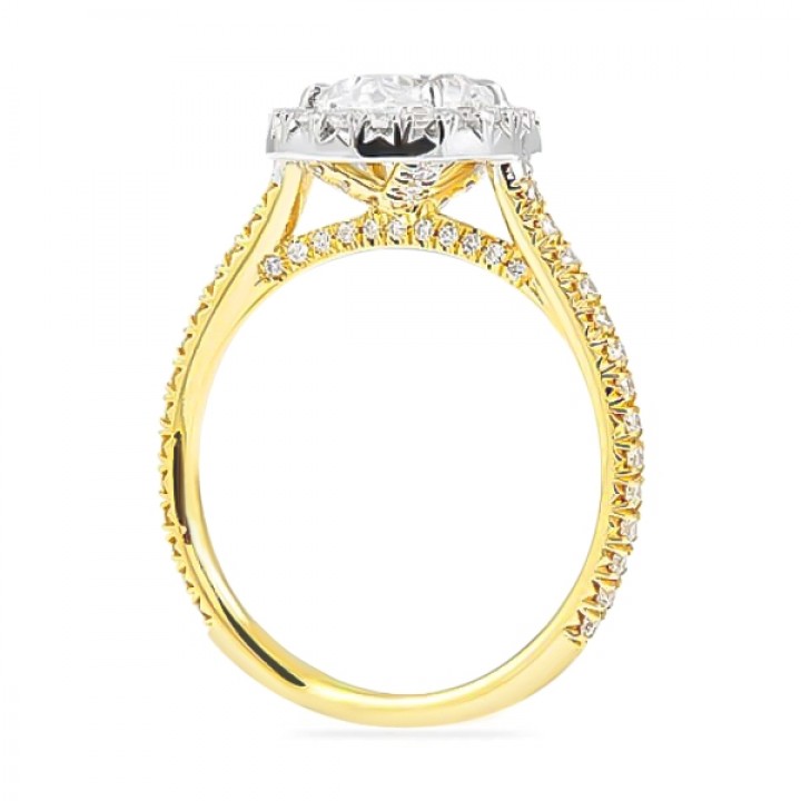 1.41 Carat Oval Diamond Two-Tone Halo Engagement Ring flat