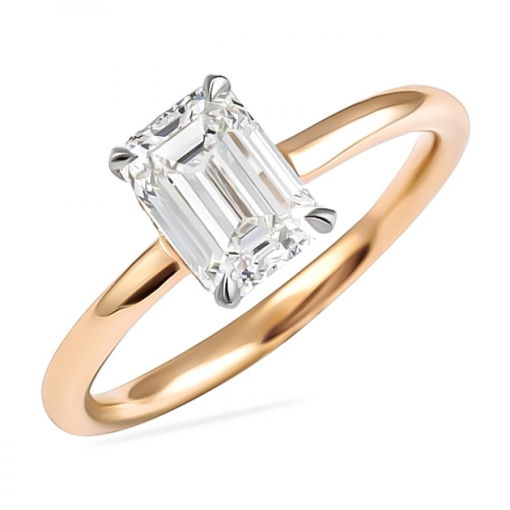 1.35ct Emerald Cut Diamond Invisible Gallery™ Rose Gold Ring angle