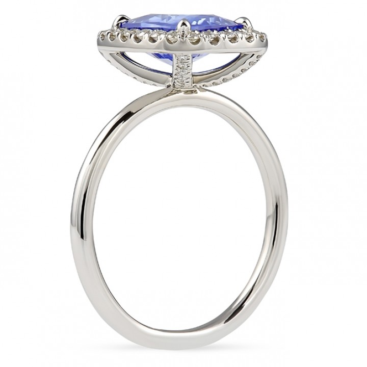 2.29 carat Cushion Cut Sapphire Halo Engagement Ring flat