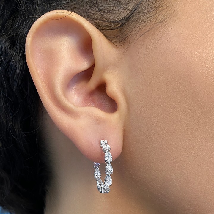 2.80 carat Pear Shape Lab Diamond Inside-Out Hoop Earrings