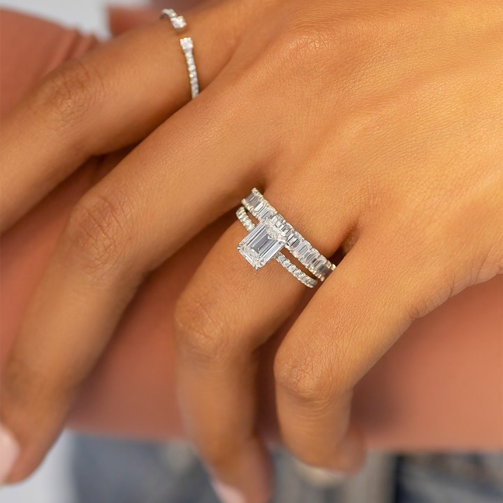 1.70ct Emerald Cut Diamond Invisible Gallery Engagement Ring top