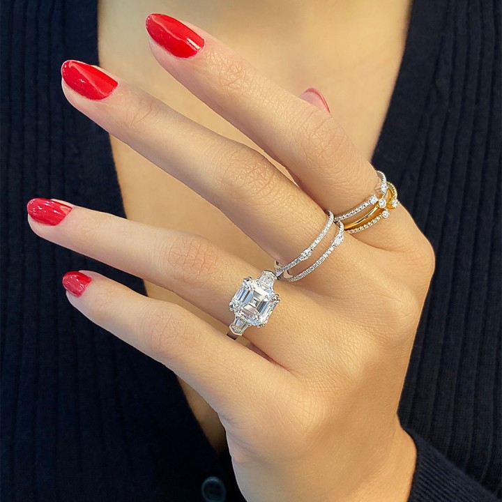 5.01 carat Asscher Cut Diamond Engagement Ring flat