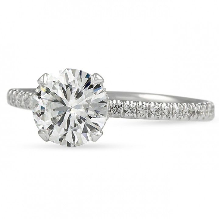 Round Moissanite Cathedral Style Engagement Ring front