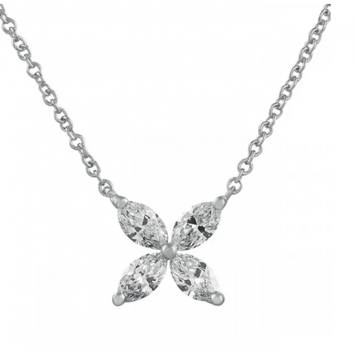 Marquise Cut Diamond Flower Pendant closeup