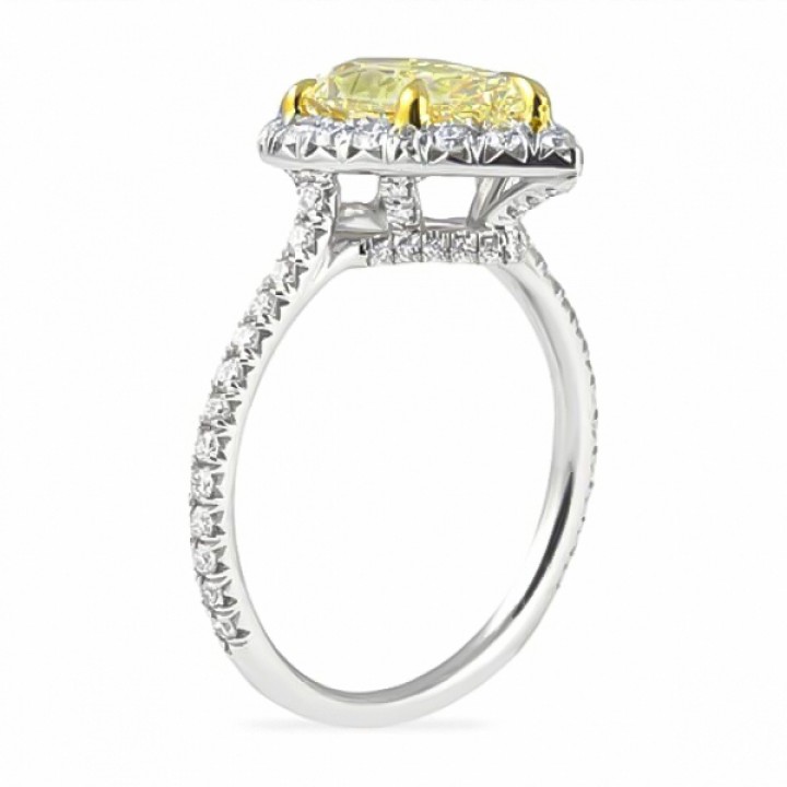 2.05 Carat Yellow Pear Shape Diamond Engagement Ring flat