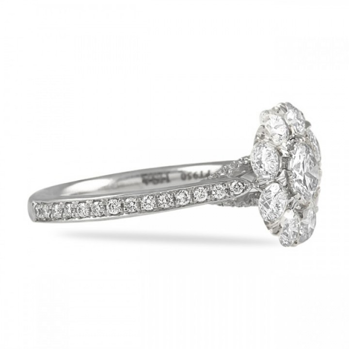 .42 ct Round Diamond Vintage Halo Engagement Ring flat