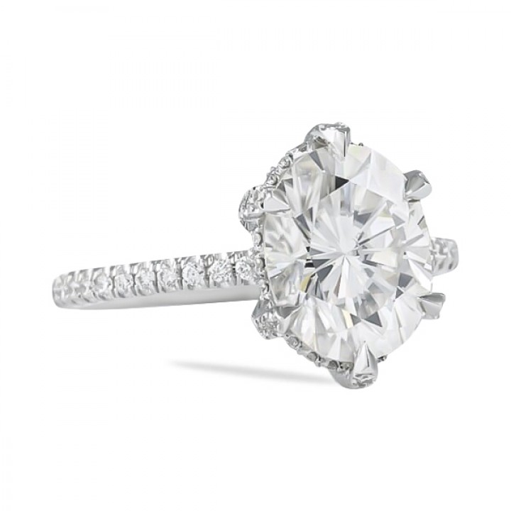Oval Moissanite Six-Prong Engagement Ring flat