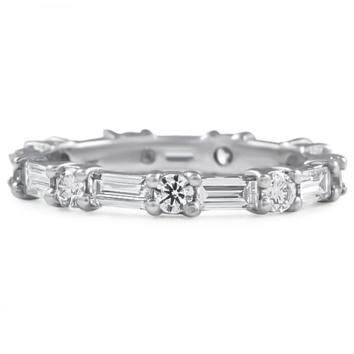 Alternating Round and East-West Baguette Eternity Band flat