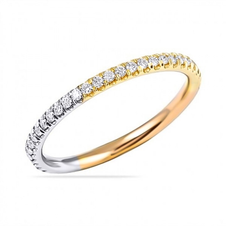 .35 carat Round Diamond Tri-Color Gold Wedding Band angle