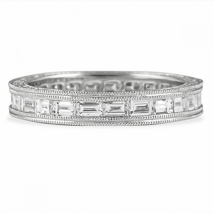1.75 carat Round and Baguette Diamind Multi-Row Eternity Band flat