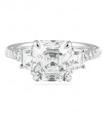 3.13 carat Asscher Three-Stone Engagement Ring