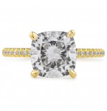 2.91 carat Cushion Cut Lab Diamond Four Prong Engagement Ring