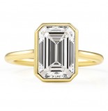 2.71 carat Emerald Cut Lab Diamond Bezel Set Ring