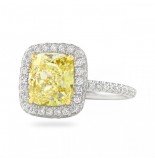 4 carat Yellow Cushion Cut Diamond Halo Ring