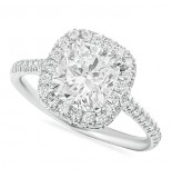 1.91 carat Cushion Cut Diamond Halo Engagement Ring