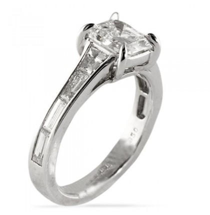 1.21 carat Asscher Cut Diamond Platinum Engagement Ring