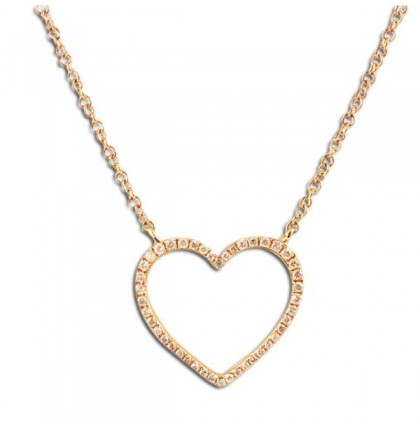 Diamond 18k Rose Gold Heart Pendant Necklace