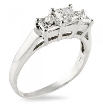.75 carat Princess Cut Diamond 18k White Gold Engagement Ring