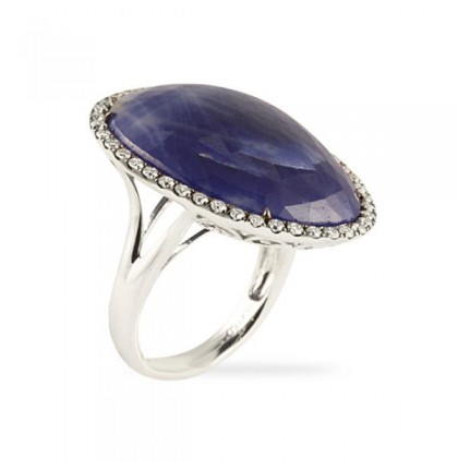 SAPPHIRE AND DIAMOND 18K GOLD RING