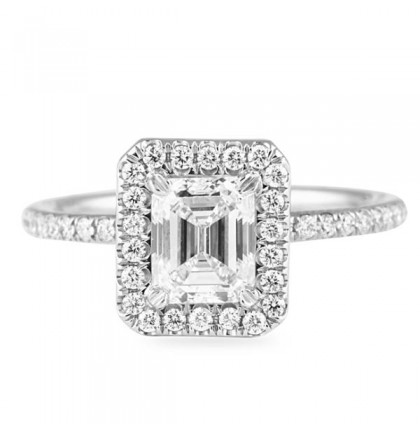 1.04 carat Emerald Cut Diamond Platinum Engagement Ring