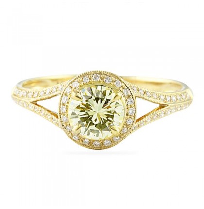 0.55 carat Round Yellow Diamond Engagement Ring
