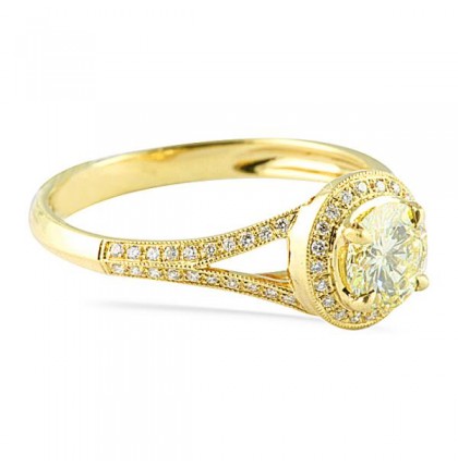 0.55 carat Round Yellow Diamond Engagement Ring