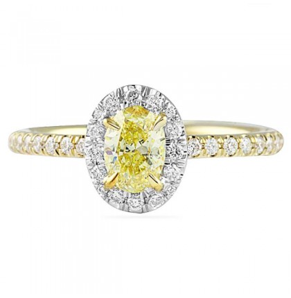 0.46 carat Oval Yellow Diamond Two Tone Gold Engagement Ring