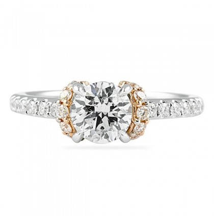 1.00 carat Round Diamond Pink and White Gold Engagement Ring
