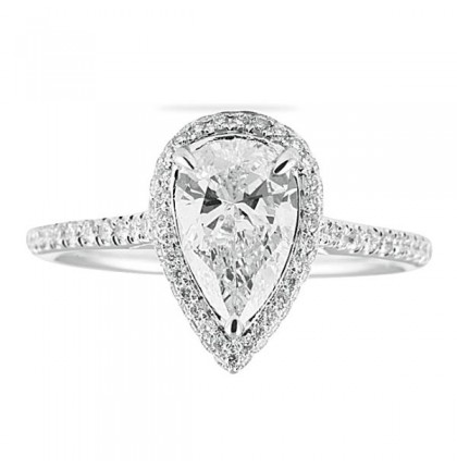 1.36 Carat Pear Shape Diamond White Gold Engagement Ring
