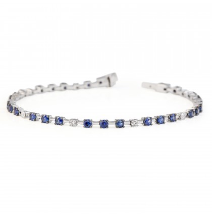 Alternating Diamond and Sapphire Bracelet round