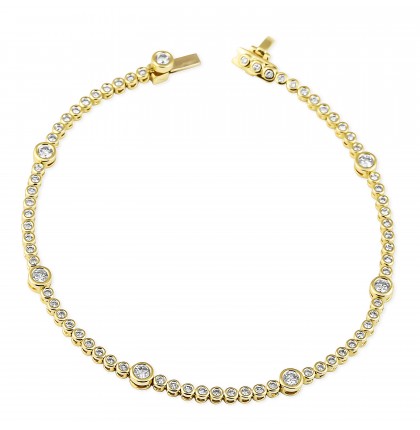 1.70 carat Alternating Size Bezel Set Diamond Tennis Bracelet rounded