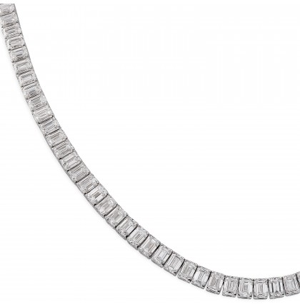17 carat TW Emerald Cut Lab Diamond Tennis Necklace